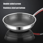 Silver Stainless Steel Non-Stick Wok Pan for Kitchen