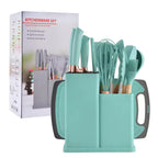 19-Piece Wooden Handle Silicone Kitchen Utensil Set