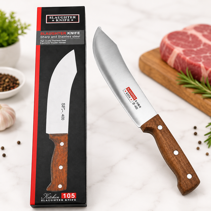 High Grade Stainless Steel Butcher Knife T81 | Heavy Duty Meat Cutting Slaughter Knife