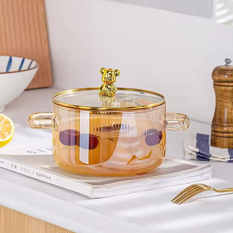 High Borosilicate Glass Stew Pot – 1.5L Transparent Soup Pot