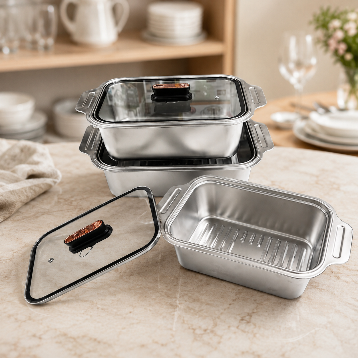 304 stainless steel deep rectangle baking pan for oven use