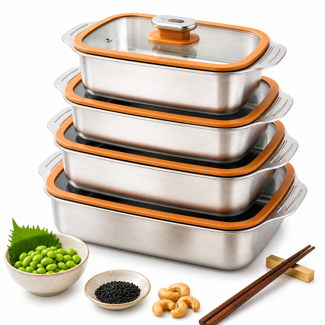 
Premium Rectangular Stainless Steel Food Storage Tray