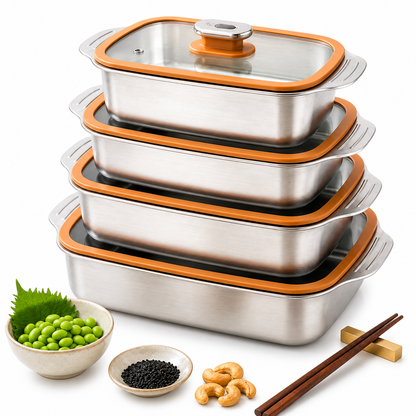 
Premium Rectangular Stainless Steel Food Storage Tray