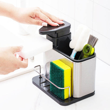 Space-saving kitchen countertop soap dispenser organizer