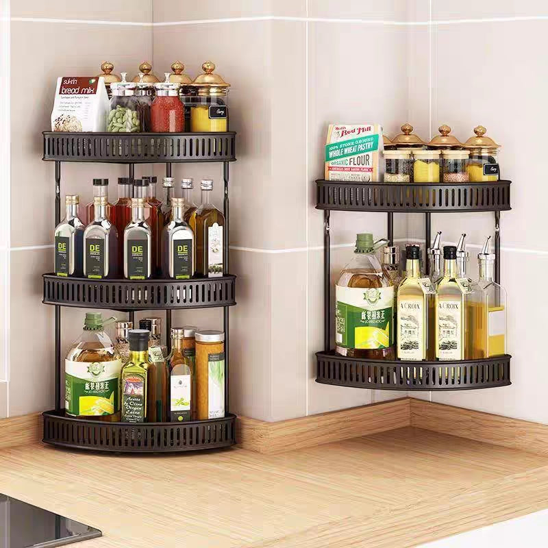 
Space-saving wrought iron corner shelf for countertop
