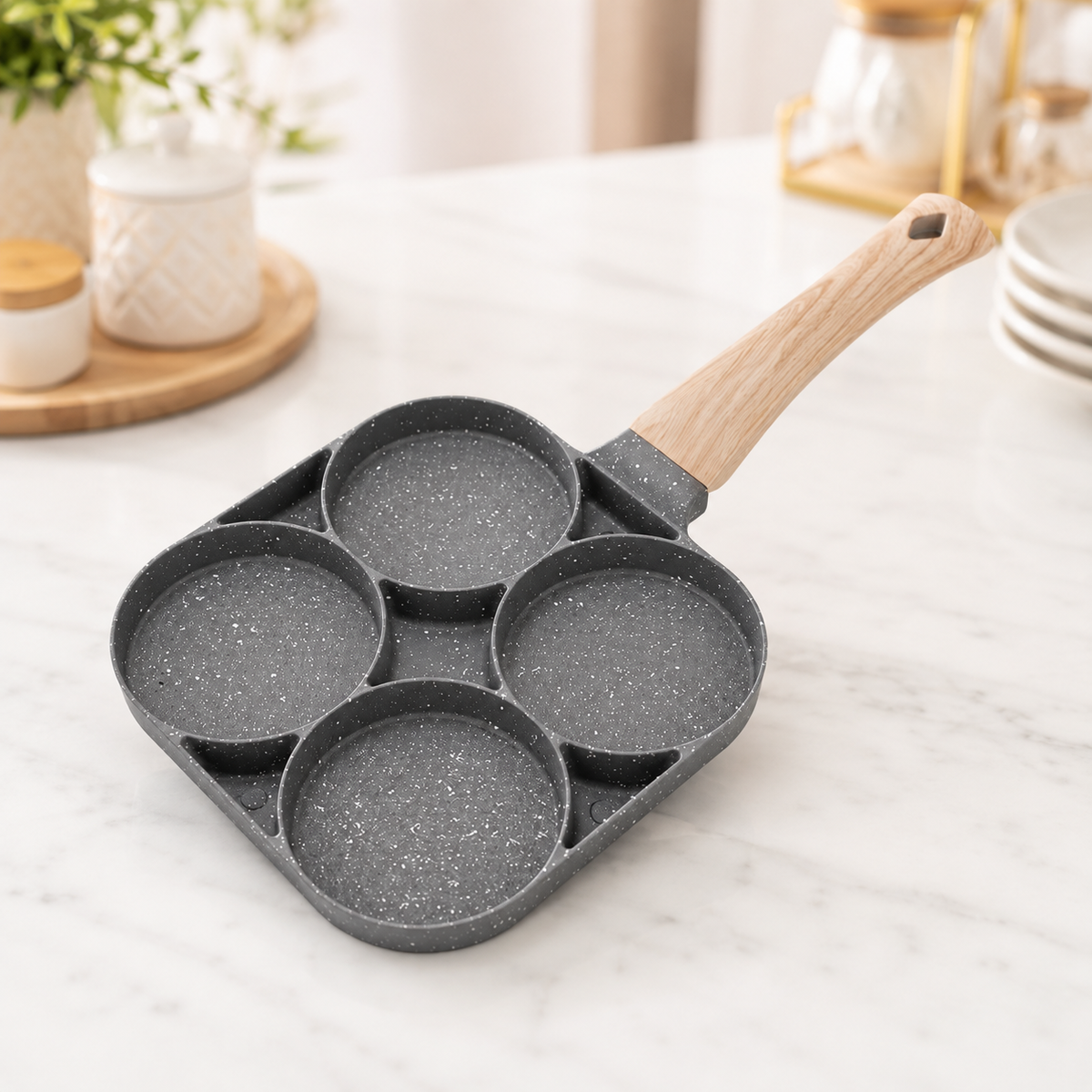 4 Hole Non Stick Egg Frying Pan with Maifan Stone Coating
