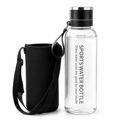 Portable Glass Tea Bottle with Protective Carrying Sleeve