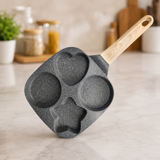 Square 4-hole non-stick egg frying pan for breakfast