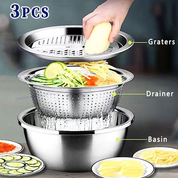 
Stainless Steel Vegetable Chopper Slicer and Grater Set