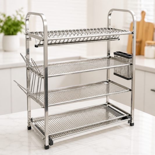 4-Tier 304 Stainless Steel Wall Mounted Dish Rack