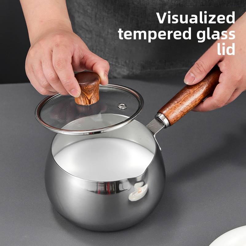 
Stainless steel baby food heating pot with tempered glass cover