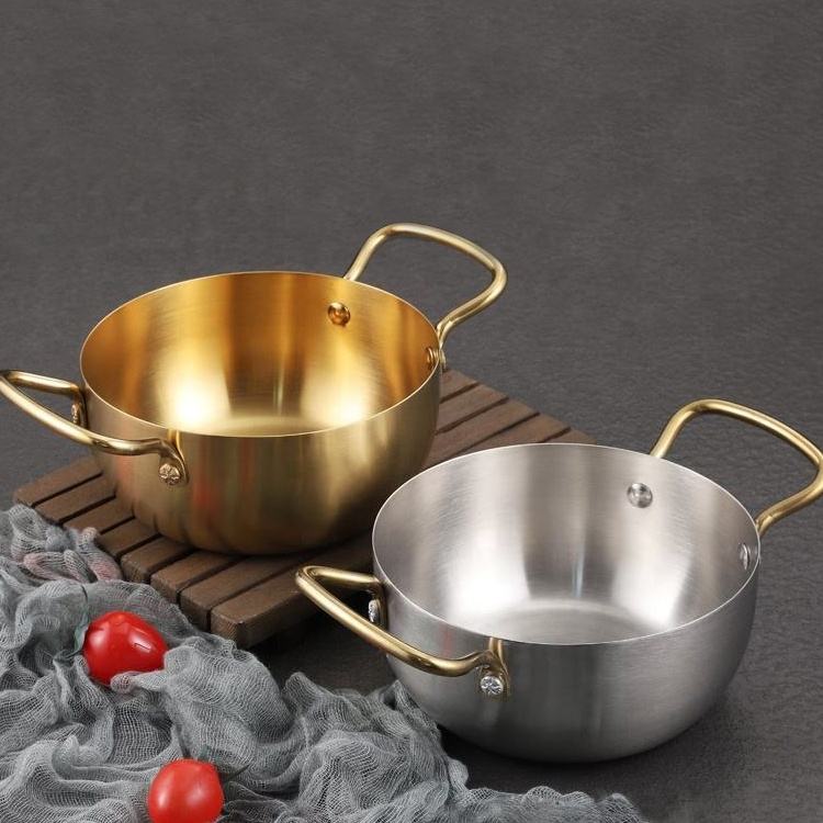 
Thickened Stainless Steel Cooking Pot with Gold Handles