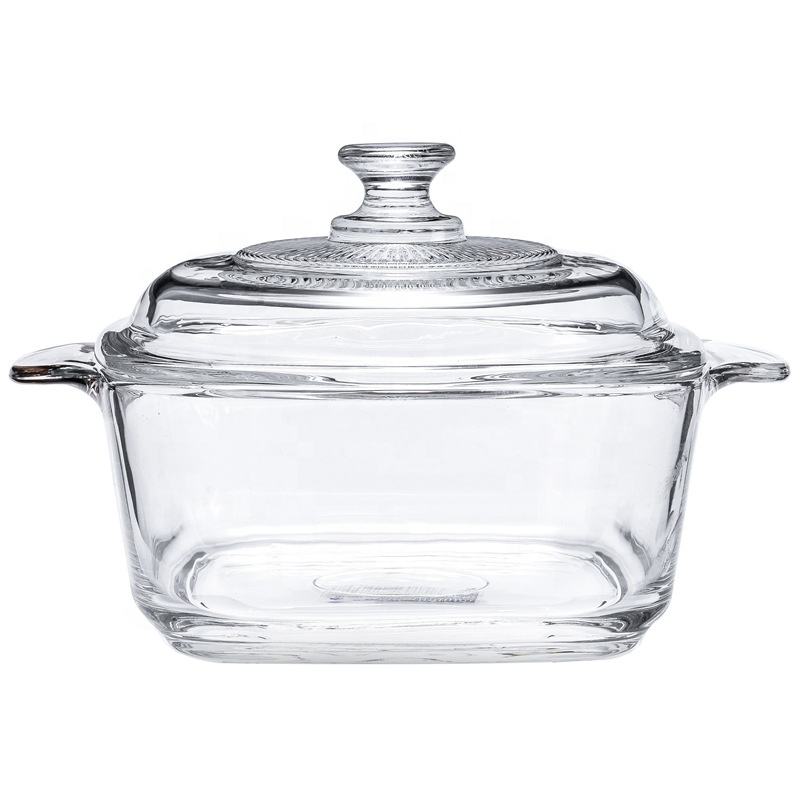 Thickened amber glass cooking pot with lid