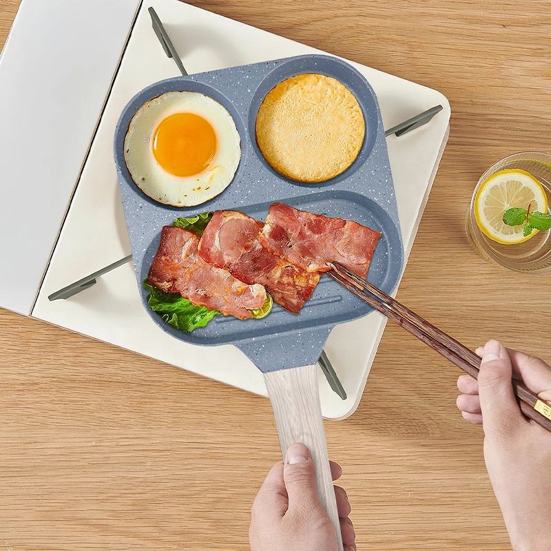 
Three compartment non-stick breakfast skillet
