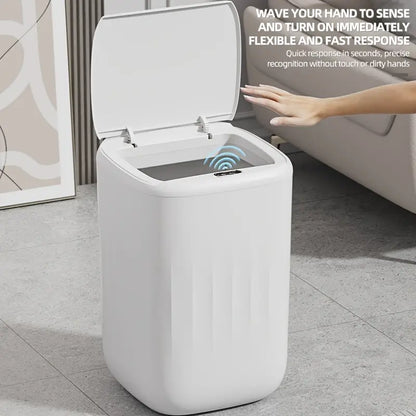 
Touchless battery-powered trash bin