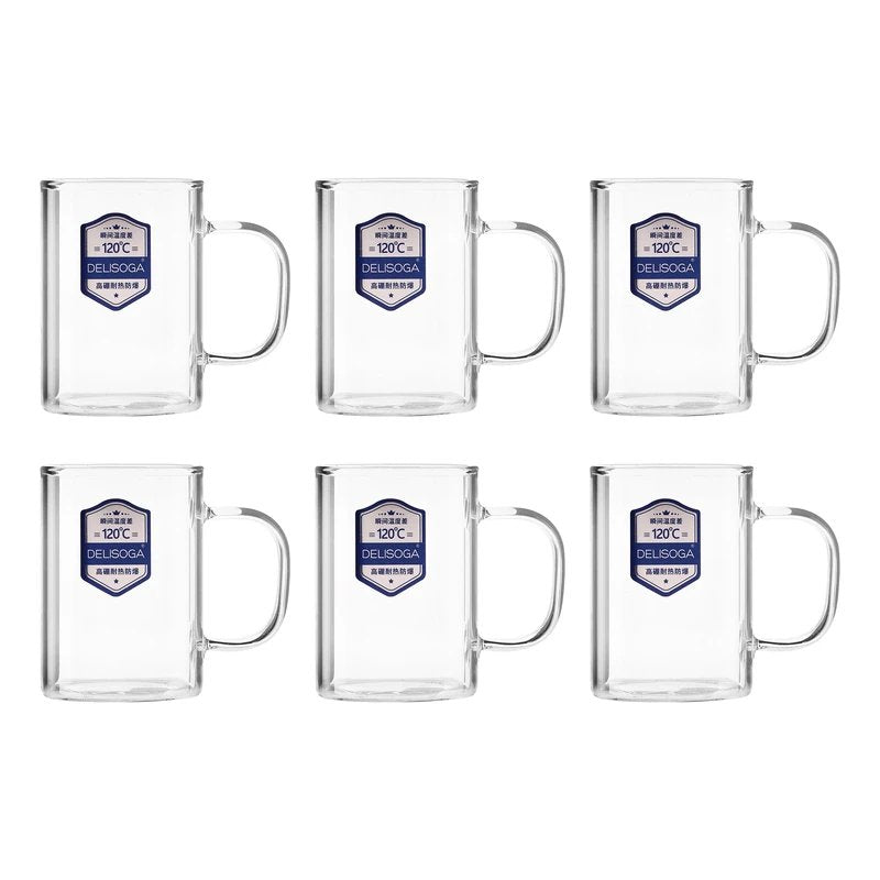 Transparent Glass Coffee Mug with Colorful Handle