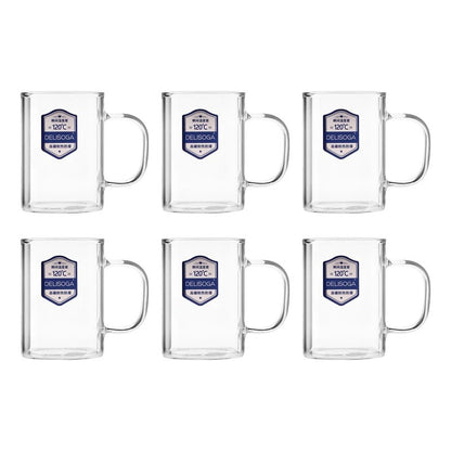 Transparent Glass Coffee Mug with Colorful Handle