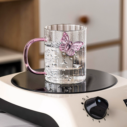 
Transparent butterfly glass mug