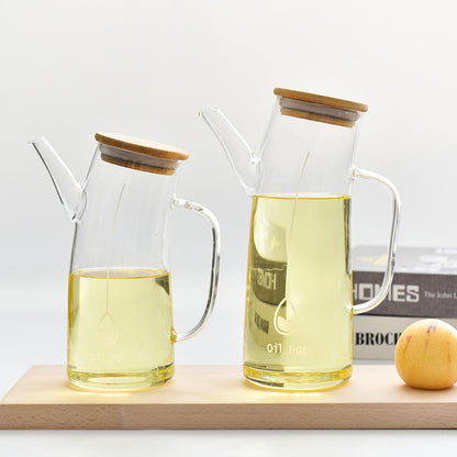 
Transparent glass cooking oil container for kitchen