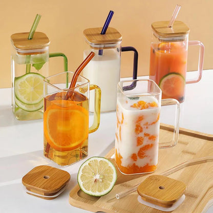Transparent square glass coffee mug for home and office