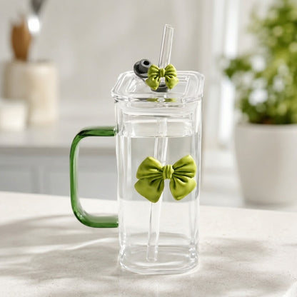 
Trendy pink glass drink cup for iced tea juice and milk
