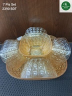 7 Pcs Glass Dessert Bowl Set – Elegant Golden Pattern