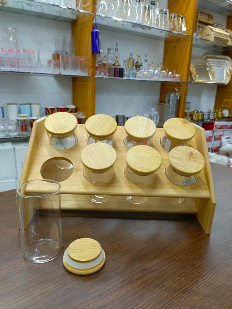 Multifunctional High Borosilicate Glass Airtight Jar Set with Bamboo Stand