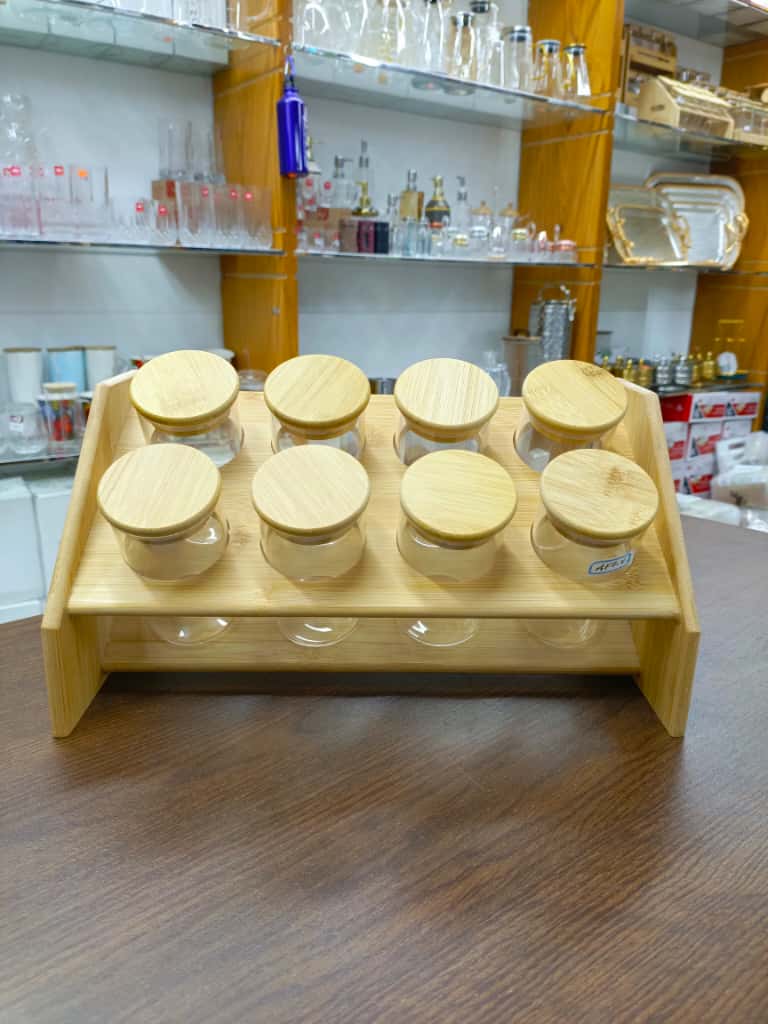 Multifunctional High Borosilicate Glass Airtight Jar Set with Bamboo Stand