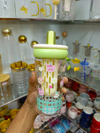 1000ml Cute Fruit &amp; Flower Print Plastic Water Bottle with Straw – BPA-Free Leak-Proof Tumbler for Kids