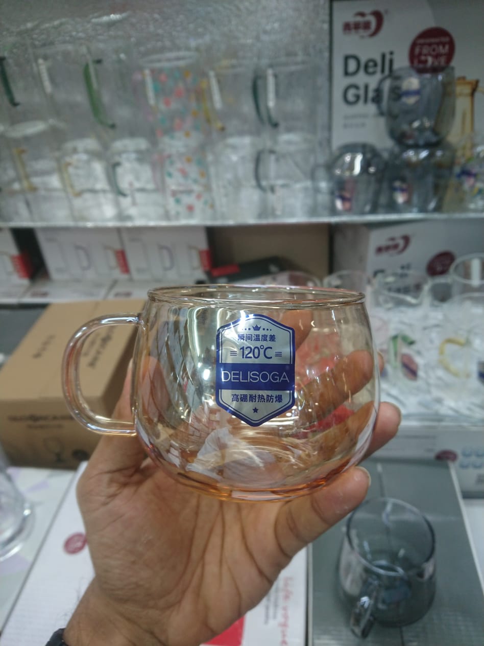 Delisoga Golden Glass Tea Cup – High-Quality Borosilicate Glass