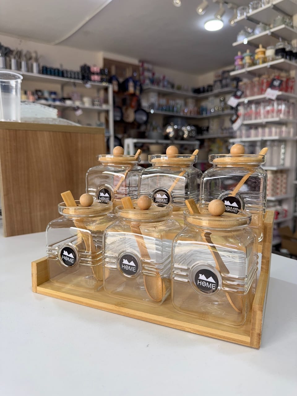 500ml Masala Jar Set with Wooden Spoon & Lid | Kitchen Spice Storage Container Set