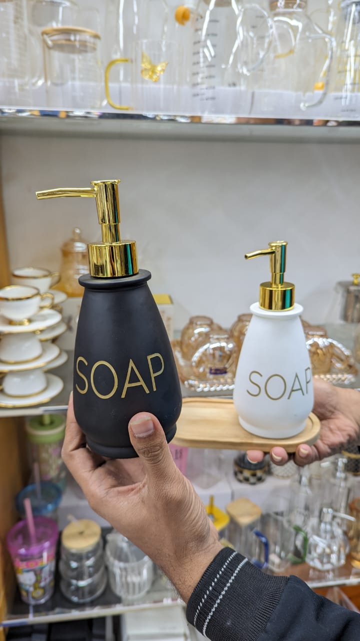 500ml Glass Liquid Soap Dispenser with Bamboo Tray | 16oz Refillable Soap Pump Bottle for Kitchen & Bathroom