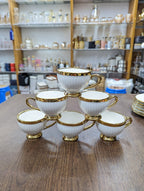 Luxury Drink Cup and Plate Set Personalized Coffee Tea Ceramic Cup and Plate with Golden Handle