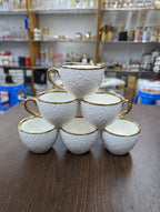 Luxury Drink Cup and Plate Set Personalized Coffee Tea Ceramic Cup and Plate with Golden Handle