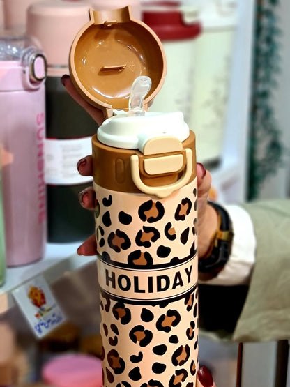 Insulated Stainless Steel Water Bottle with Straw Lid, 500ml Reusable Double Walled Vacuum Sports Thermos for Cold Water Drinks