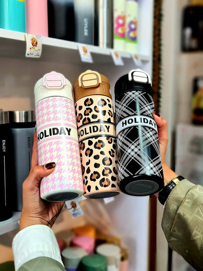 Insulated Stainless Steel Water Bottle with Straw Lid, 500ml Reusable Double Walled Vacuum Sports Thermos for Cold Water Drinks