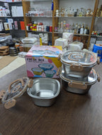 Modern Rectangle Stainless Steel 304 Bento Lunch Box with Locking Lid for Kitchen