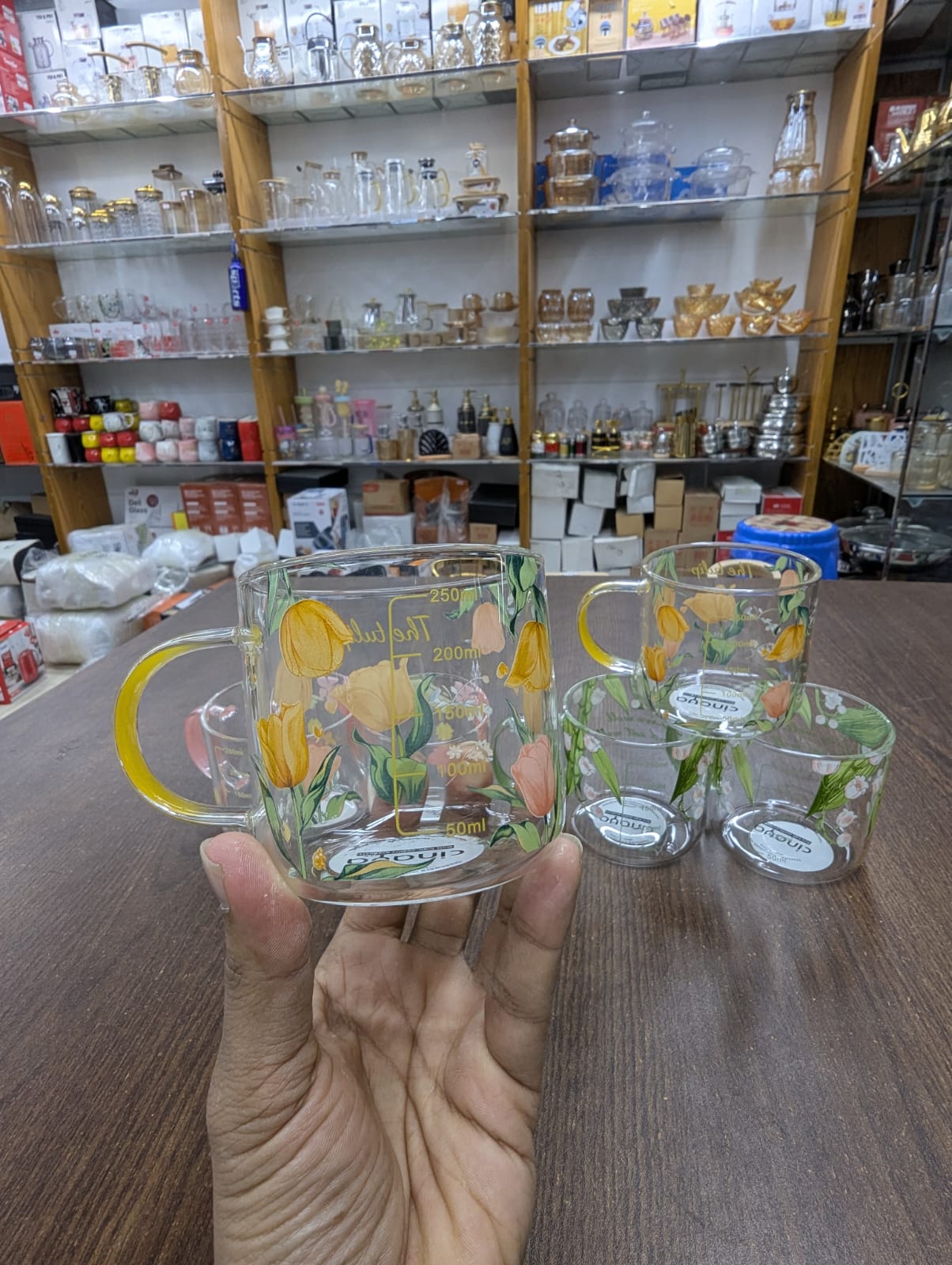 Floral Print Glass Set – 280ml (2 Pcs Drinking Glass Set)