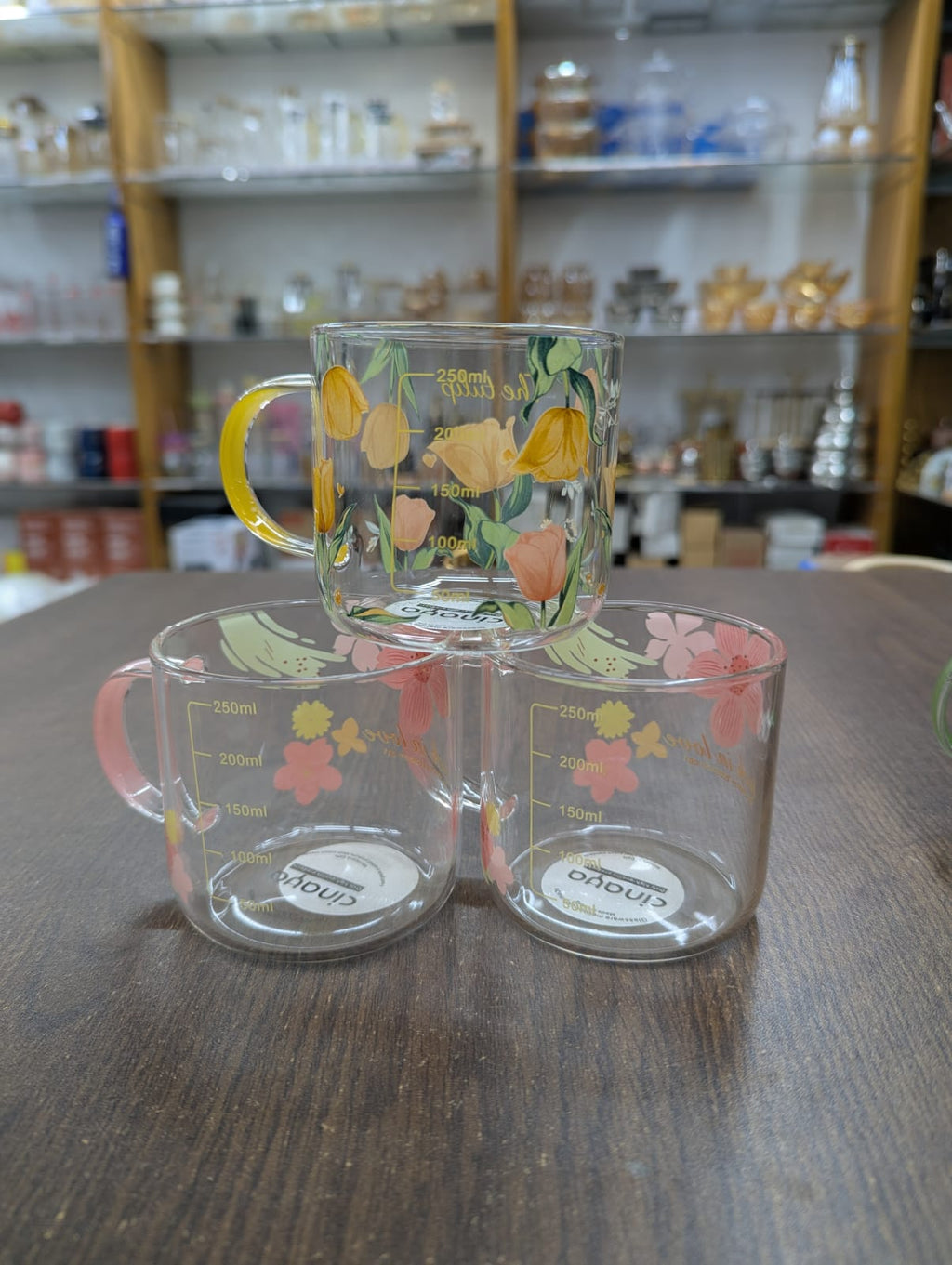 Floral Print Glass Set – 280ml (2 Pcs Drinking Glass Set)