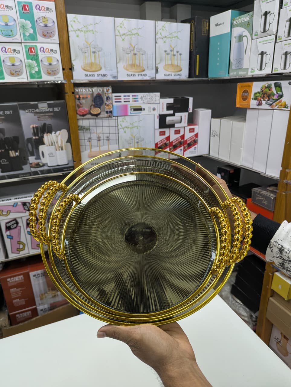 Luxury Rectangle Golden Tray Set (3pcs) | Nordic Style Biodegradable Plastic Serving Tray