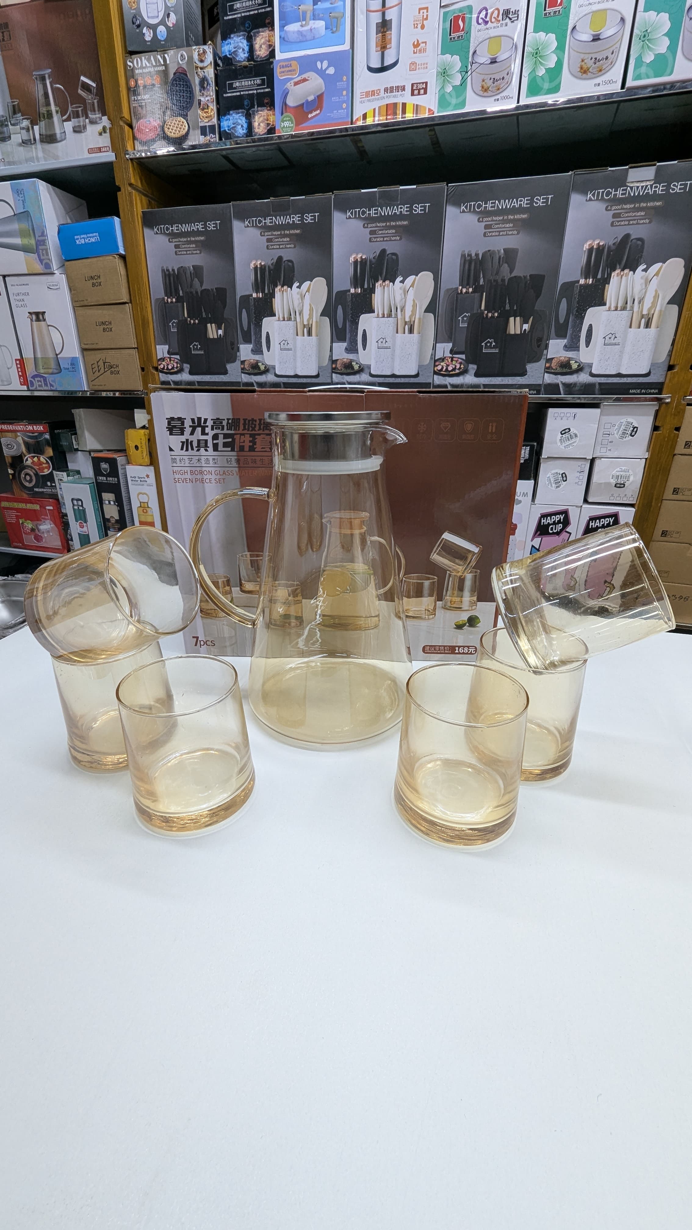 Heat-Proof Borosilicate Glass 6-Piece Jug Set