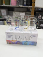 6 Pcs Borosilicate Glass Mug Set with Colored Handles | Heat Resistant Clear Coffee Tea Cups