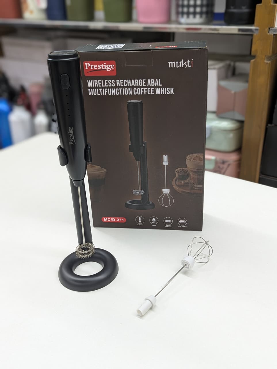 Prestige Wireless Rechargeable Multifunction Coffee Whisk | Electric Milk Frother & Egg Beater