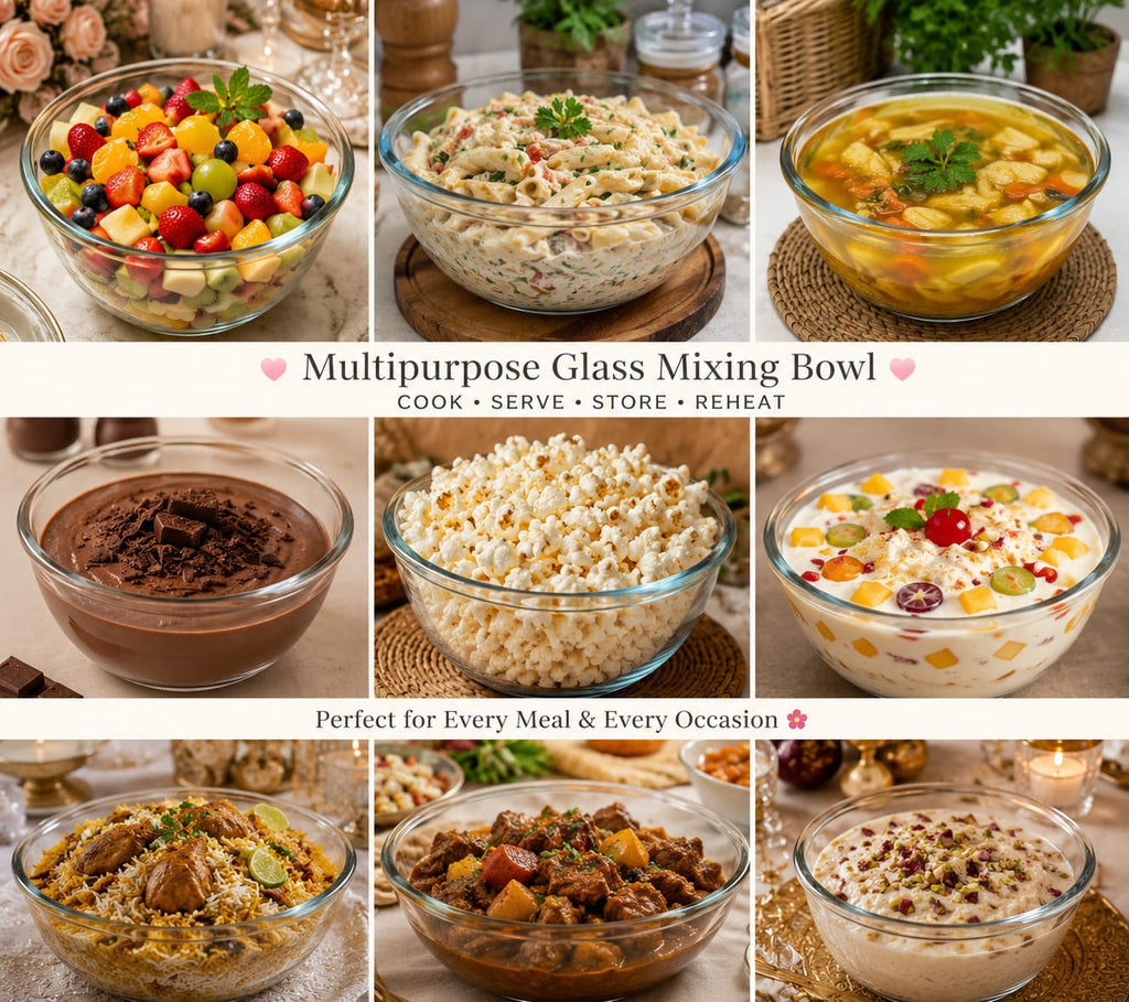 Premium High Borosilicate Glass Salad Bowl – Heat Resistant Microwave Safe Transparent Serving Bowl