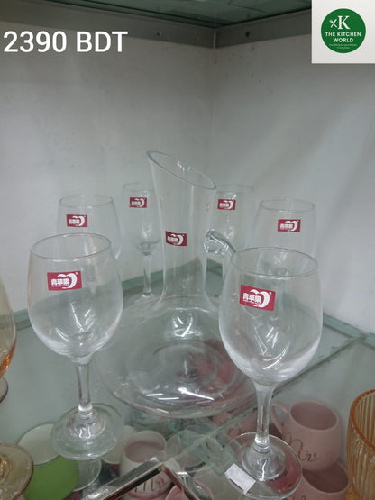 Deli 7-Piece Wine Set – 1.7L Decanter &amp; 6 Wine Glasses