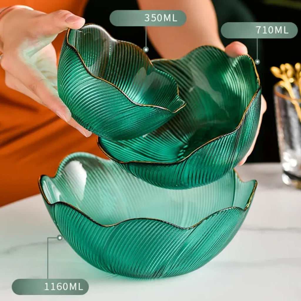 Crystal Glass Dessert &amp; Cereal Bowl Set – 3 Pcs