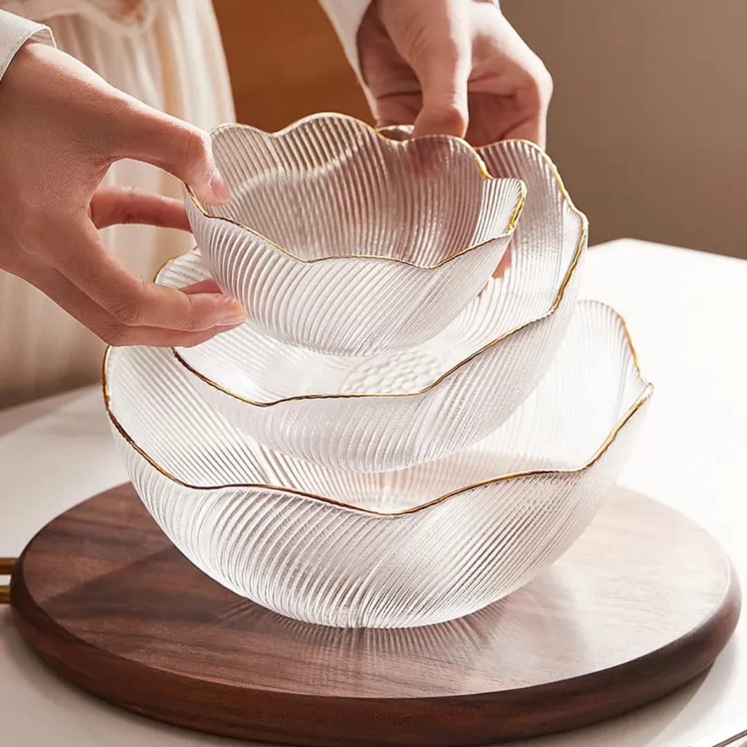 Crystal Glass Dessert &amp; Cereal Bowl Set – 3 Pcs