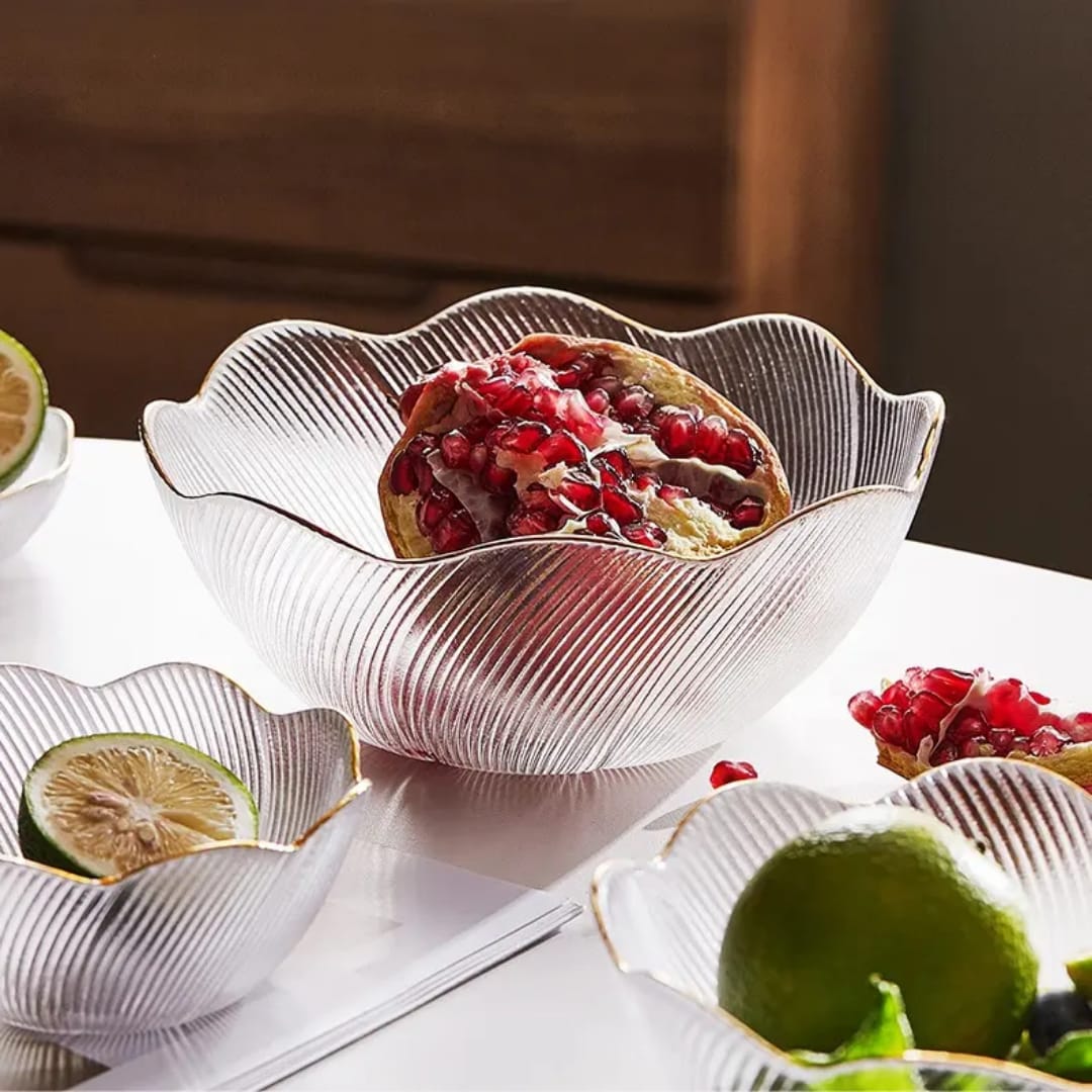 Crystal Glass Dessert &amp; Cereal Bowl Set – 3 Pcs