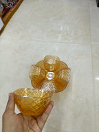 7 Pcs Glass Dessert Bowl Set – Elegant Golden Pattern