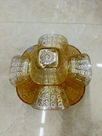 7 Pcs Glass Dessert Bowl Set – Elegant Golden Pattern